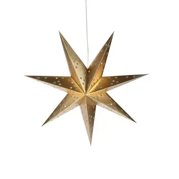 

75cm Hanging Paper Star Lampshade Shiny Ceiling Lamp Cover Decoration for Party Wedding Birthday Christmas Home Golden
