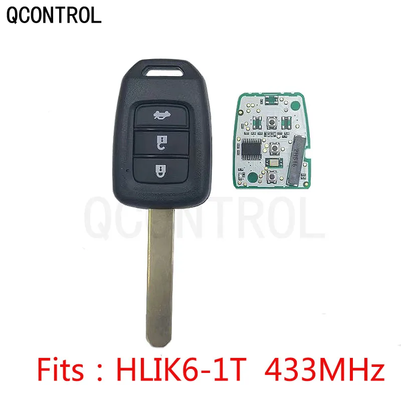QCONTROL 2/3 кнопки Автомобильный Брелок дистанционного управления с ключом для Honda HLIK6-1T Civic Accord City CR-V Jazz XR-V Vezel HR-V FRV Автомобильный Замок 433 МГц