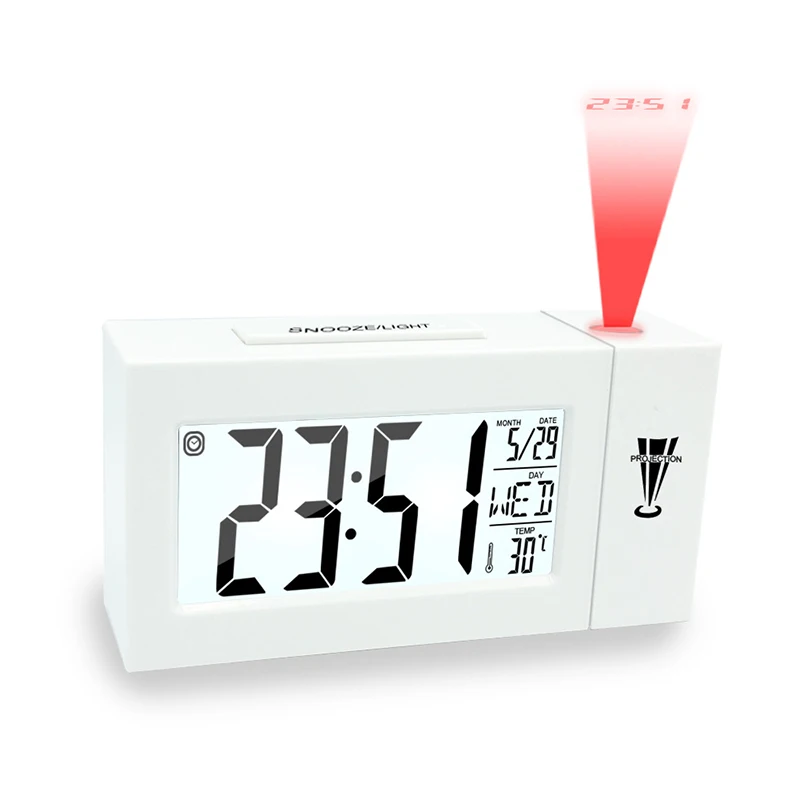 Digital Lcd Alarm Clock Time Projection Ceiling Display Snooze