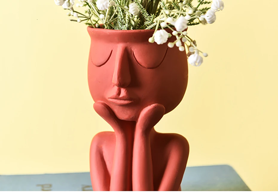樹脂製の肖像画の植木鉢,多肉植物,抽象的な人間の顔,オフィスの花瓶,マイクロ装飾フラワーポット  プランター - AliExpress