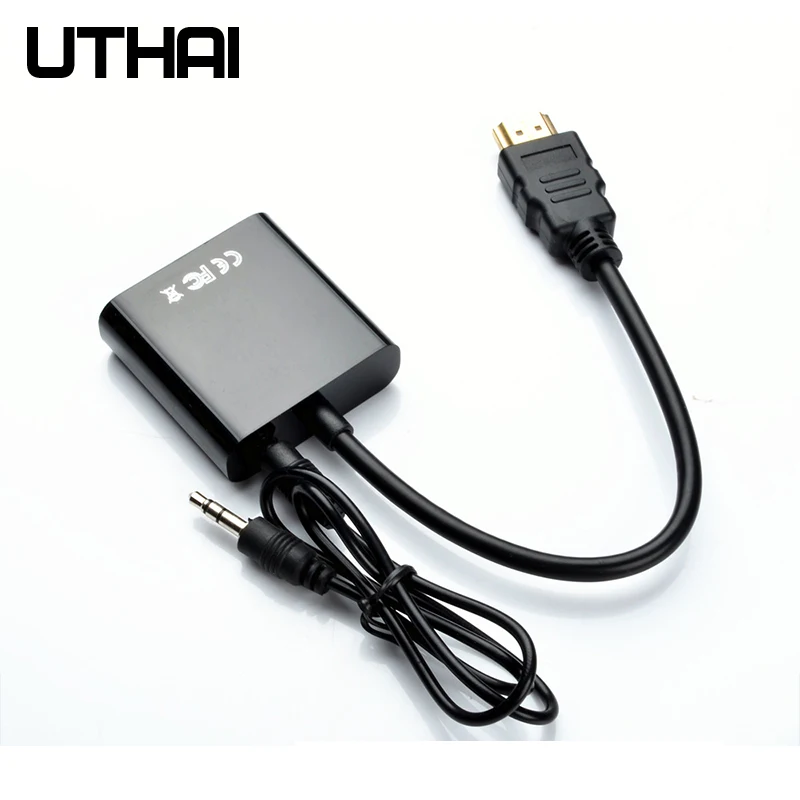 UTHAI T20 HDMI 1080P к VGA адаптер с 3,5 mmAudio 4K HD цифровой кабель для ПК ноутбука планшета HDMI Мужской к VGA Famale конвертер