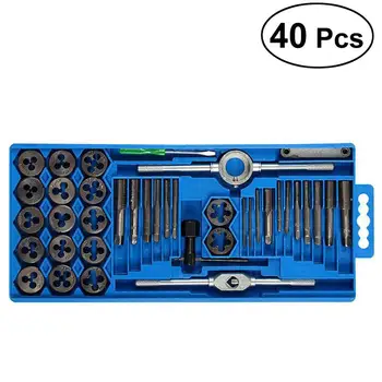 

40 Pcs M3-M12 Wrench Screw Threading Hand Tools Metric Taps wrench Dies DIY kit Plugs Taps Alloy Metal Wrench Set with Box