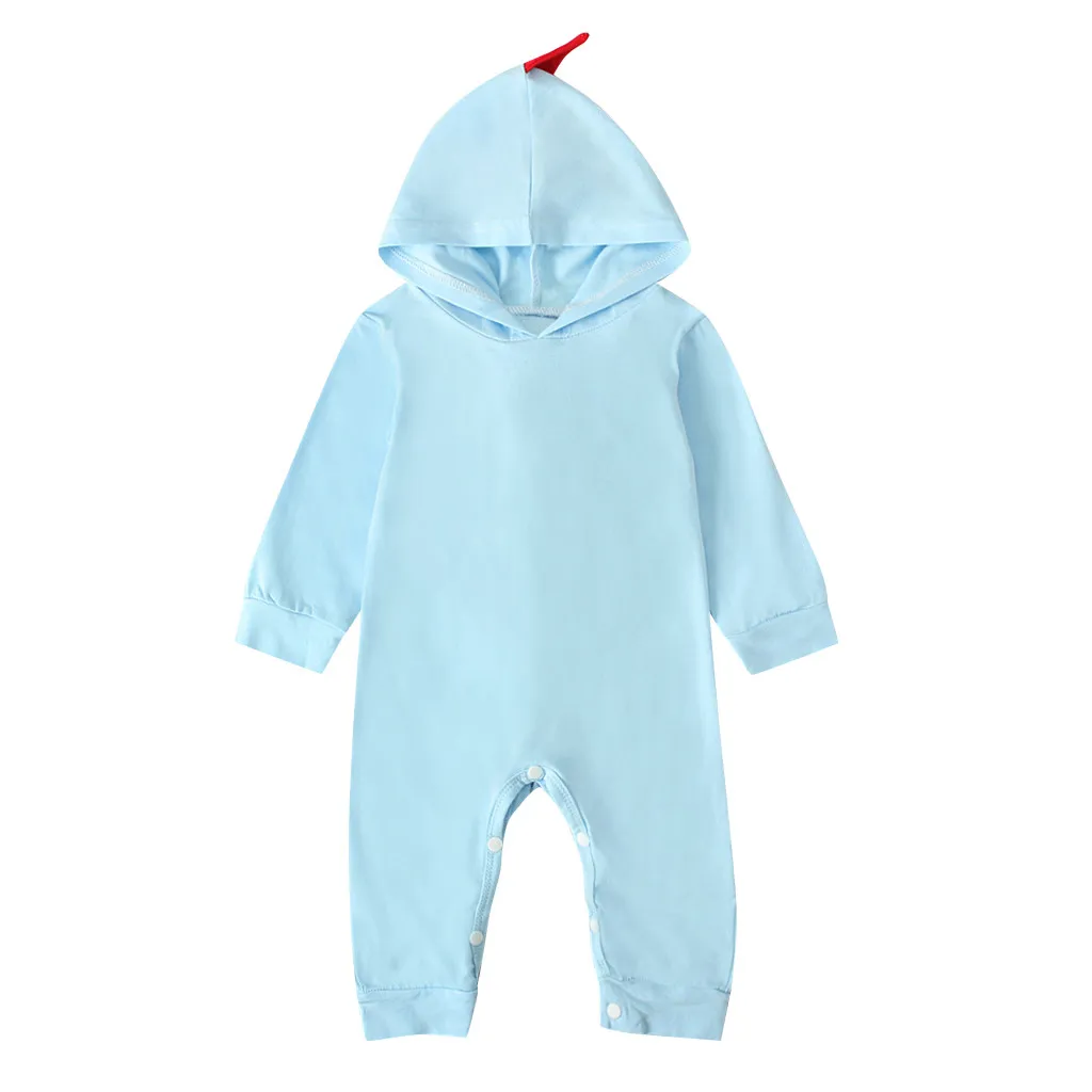 Зимний костюм с объемным динозавром для маленьких мальчиков и девочек; Однотонный комбинезон; теплый осенне-осенний хлопковый Детский комбинезон; одежда с капюшоном для новорожденных - Цвет: 03