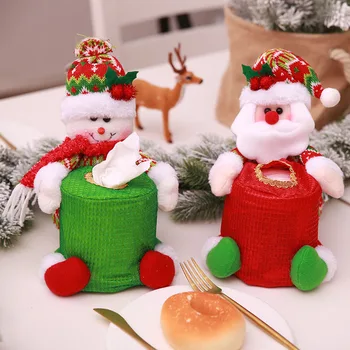 

Christmas Storage Bag Paper Towel Cover Table Hotel Toilet Supplies Cylinder Festive Gift Boxes DecorationNL