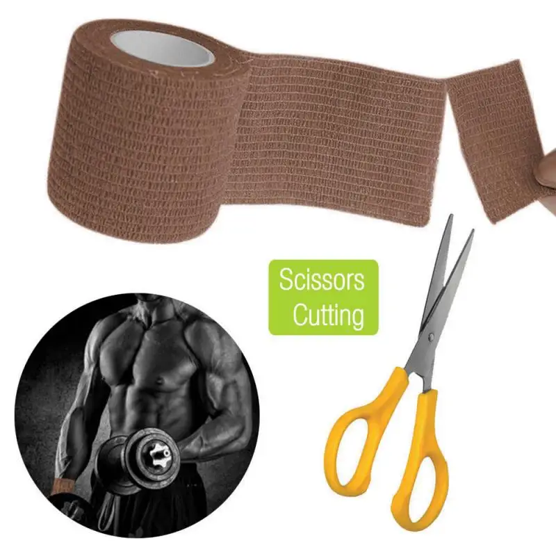 Brown Medical Elastic Bandage Retractable Self Adhesive Movement Fitness Sports Injury Muscle Strain Protection Tapes TSLM2