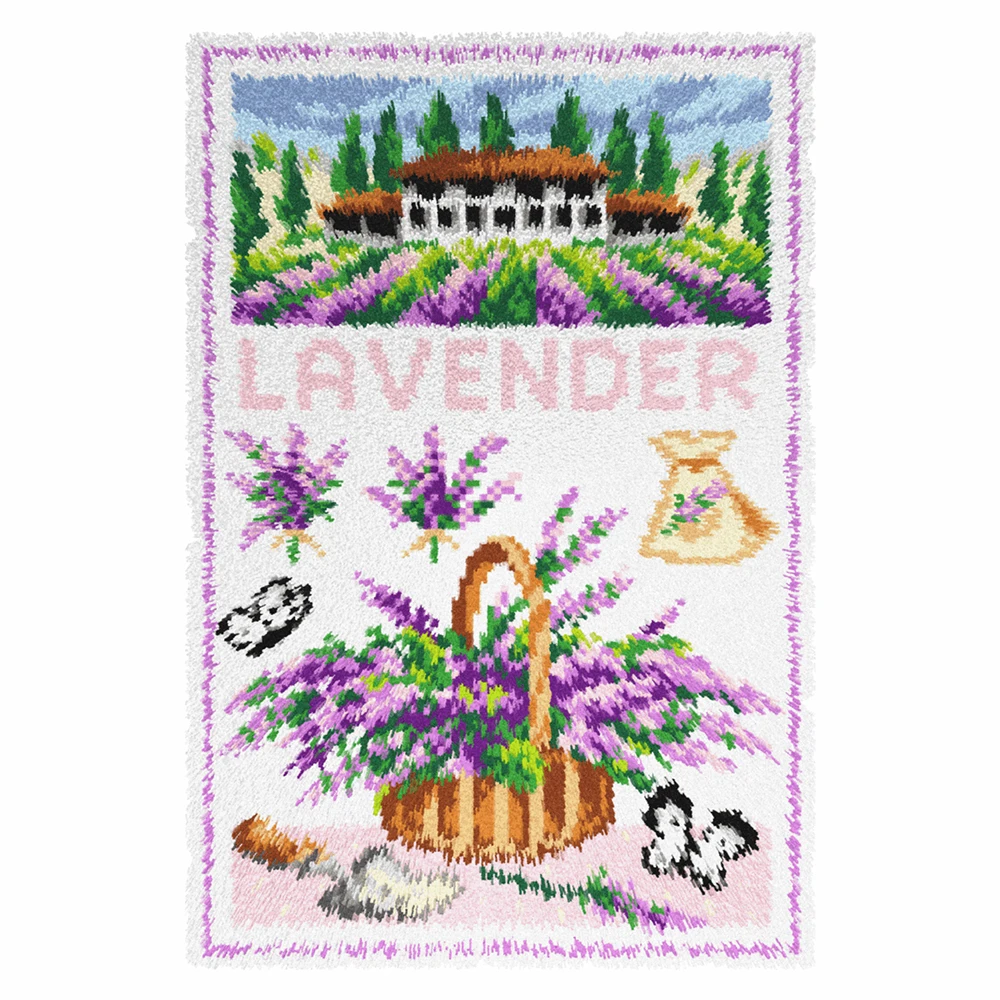 

DIY carpet do it yourself Carpet embroidery set with Pre-Printed Pattern Latch hook cushion Flower Hobby and needlework Rug