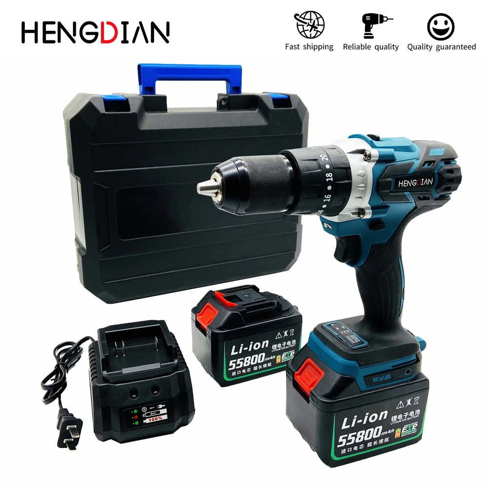 

21V household Lithium power tools cordless lithium electric impact drill 13mm 21v with two batteries