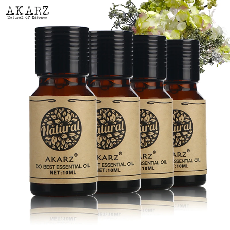 AKARZ Verbena Neem Geranium Rosemary essential oil Pack For Aromatherapy Massage Spa Bath 10ml*4 | Красота и здоровье