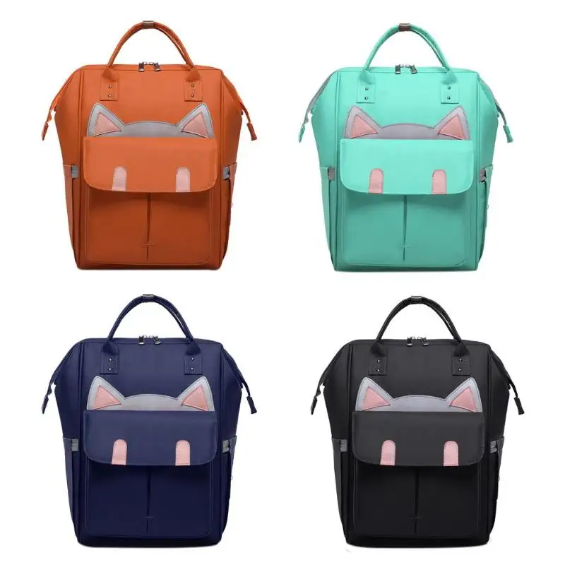 Модная сумка для подгузников для мам и мам, милая вместительная Детская сумка с котом, рюкзак для путешествий, дизайнерская сумка для ухода за ребенком с крючками