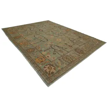 

267x351 Cm Green Handmade Oushak Rug-9x11 Ft