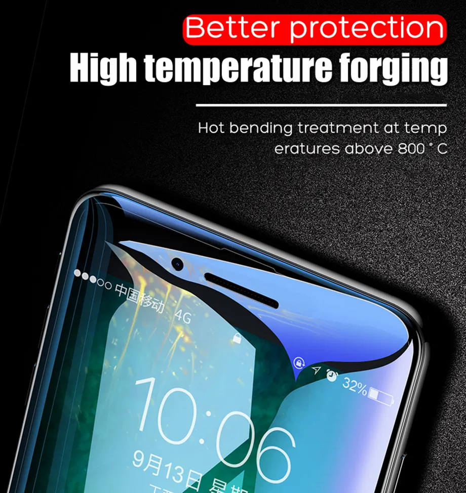 3-PC-For iPhone 6 6s Tempered Glass 9D For iPhone 7 8 Plus X Screen Protector Film
