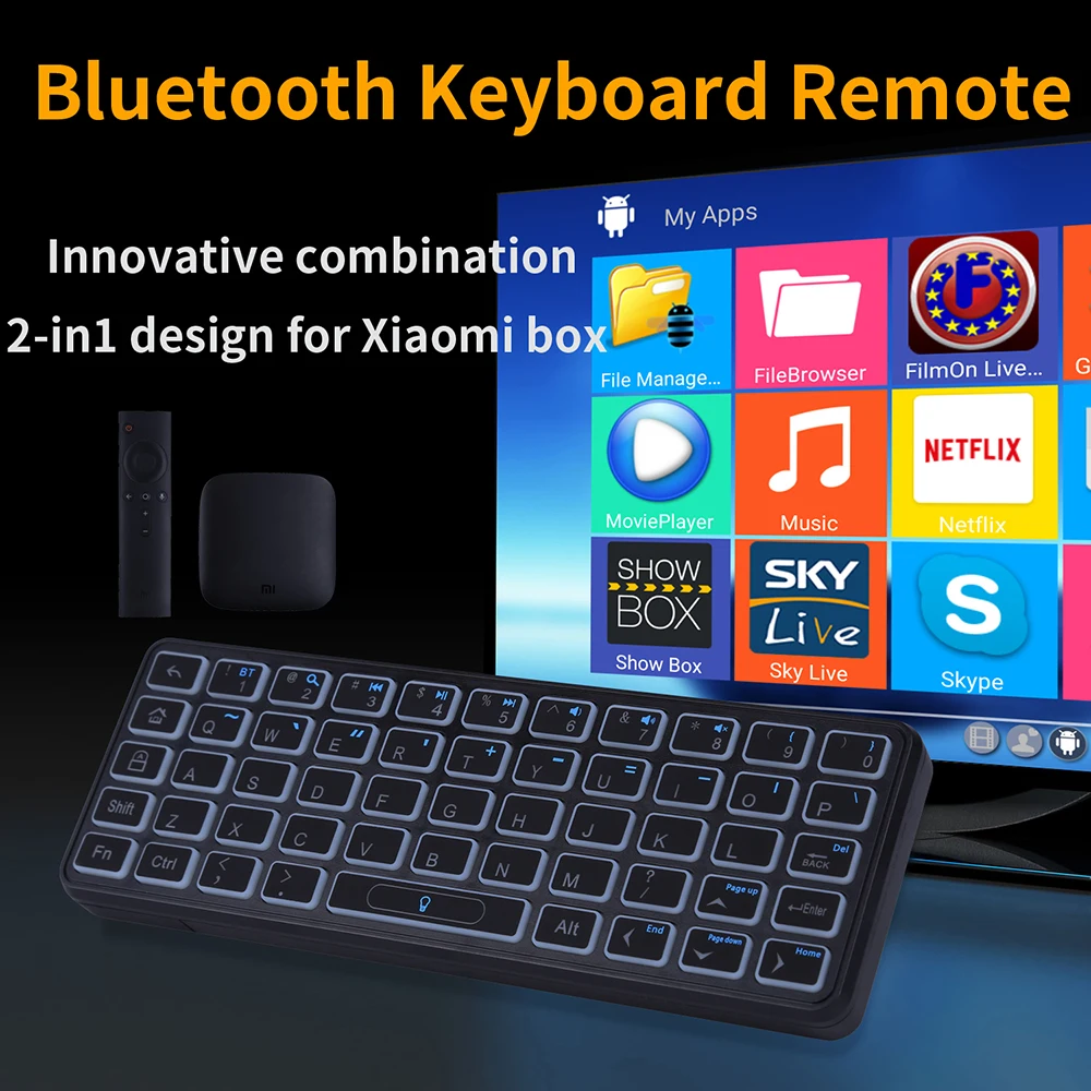 IPazzPort Мини Беспроводная Bluetooth клавиатура с подсветкой для XiaoMi Box3 Поддержка Windows Mac OS Linux Android OS