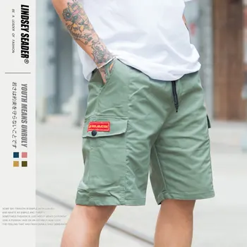 

Lindsey Seader Summer Baggy Cargo Shorts Streetwear Hip Hop Men Casual Cotton Tactical Short Trousers Design Male Homme Shorts