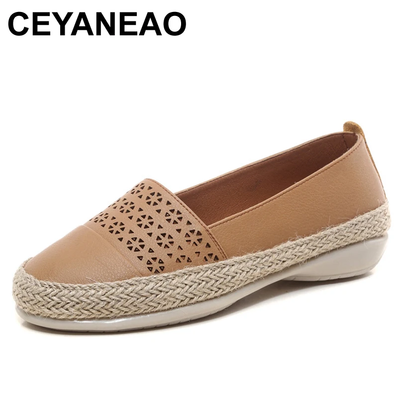 

CEYANEAO 2019; New; summer season; comfortable handmade loafers made of genuine leather with a round toe; soft women's shoes