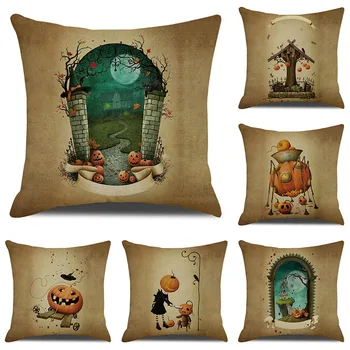 

Halloween Decoration Pillowcase Nordic Simple Pumpkin Print Peach Skin Pillowcase Home Bedroom Living Room Sofa Pillow Cover