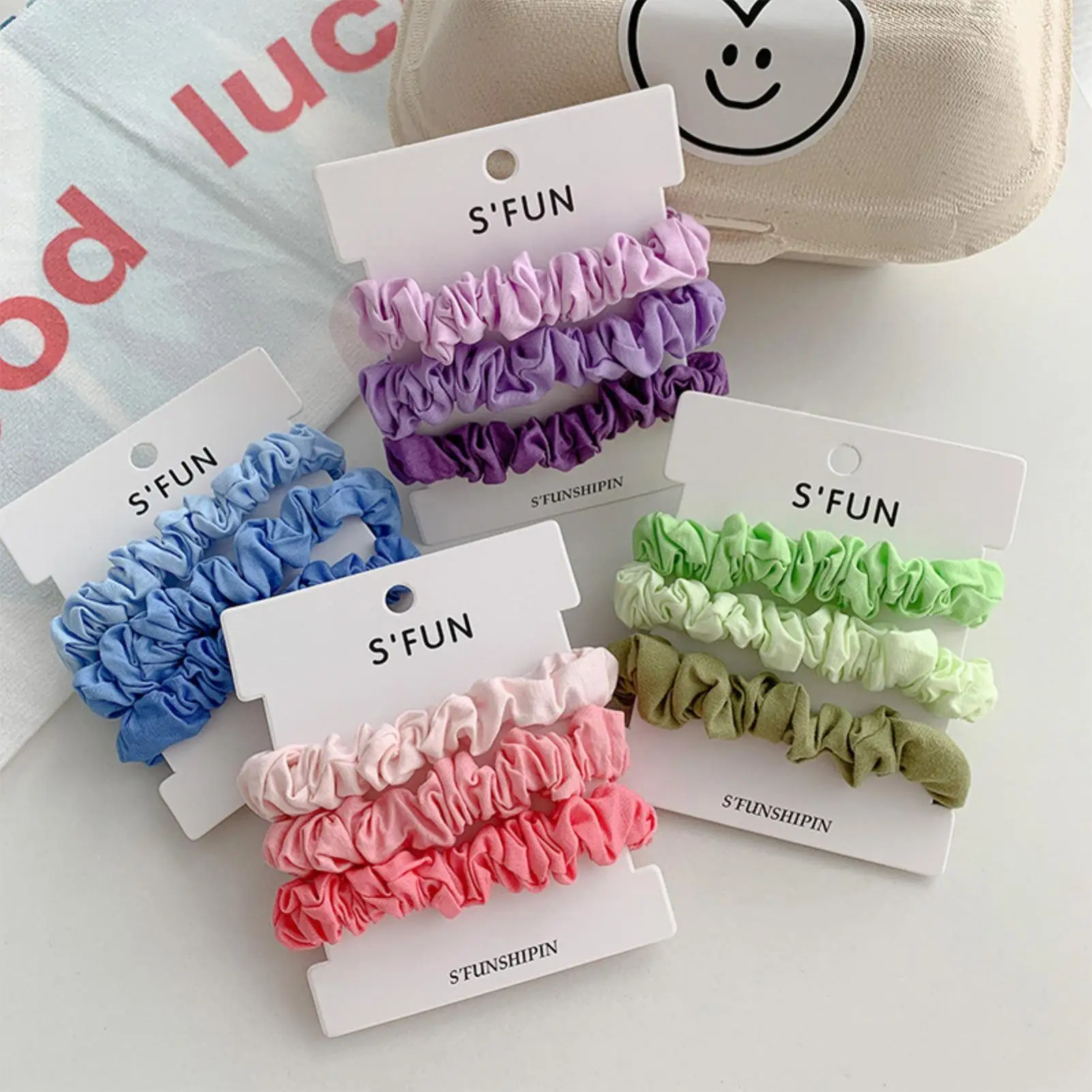 

3Pcs/Set Scrunchies Hair Ring Gradient Color Hair Ties Rope Autumn Winter Women Ponytail Hair Accessories Girls Hairbands Gifts