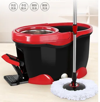 

150601/Living home cleaning tools Stainless steel magic Spin Mop Explosion-proof double rotating rotary 360 Degree mop Bucket