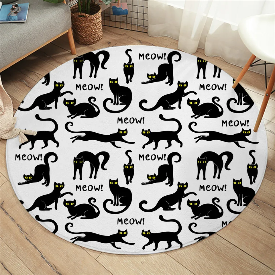 Black Cat Round Carpet with elegant design6