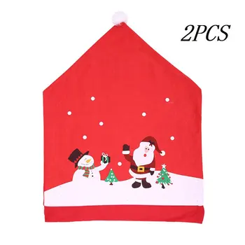

2/4Pcs Party Holiday Christmas Decor Santa Claus Dinner Table Chair Hats Covers Red Hat Chair Backside Christmas Decoration