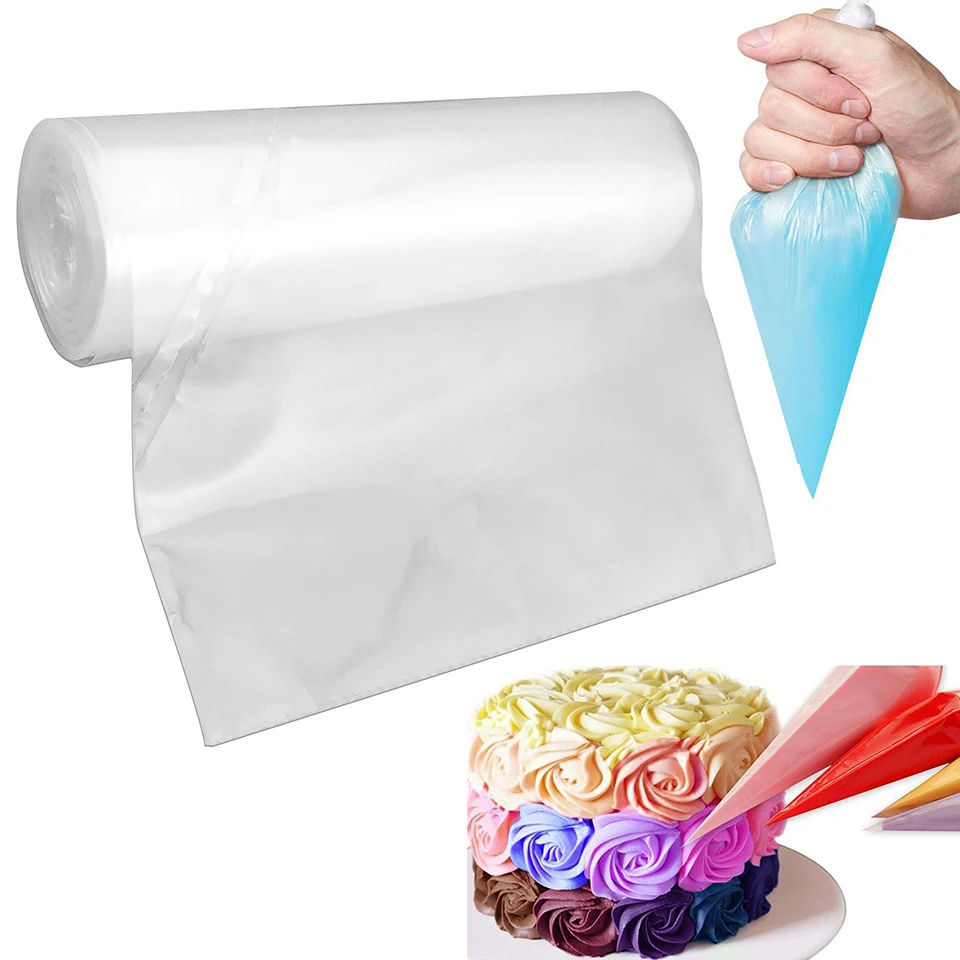 Transhome Pastry Bag 50pcs/roll Transparent Disposable Tear-away Thicken Icing Piping Cake BagFondant Cake Decorating Pastry Tip