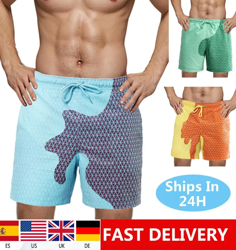Dropshipping. Exclusivo. Hombres adultos niños pantalones cortos temperatura Color sensible-Cambiar Pantalones cortos de playa nadar bañadores pantalones cortos traje
