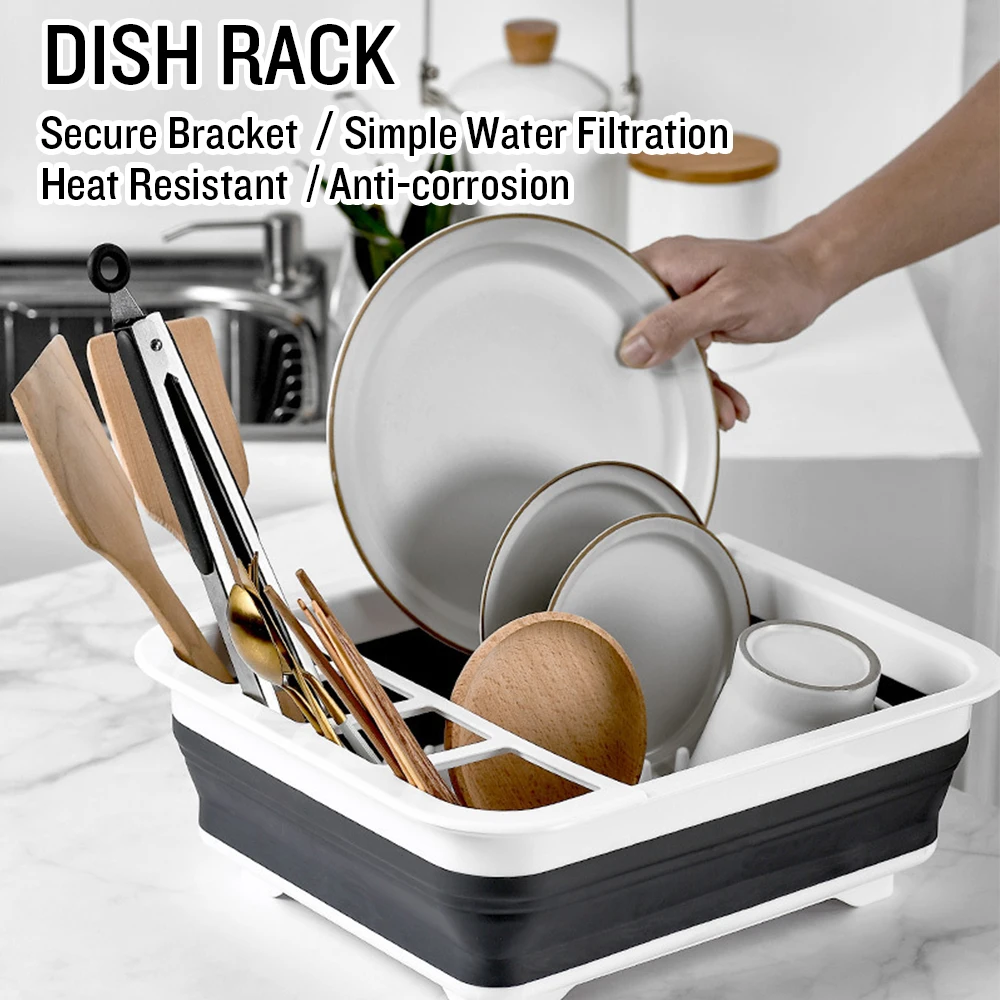 Dish Drainer Collapsible Rack Drain Tray Colander with Drainboard for Bowl Fork Spoon Kitchen Storage | Дом и сад