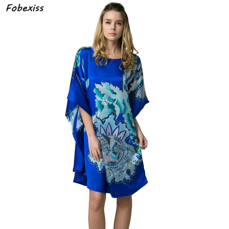 

100% Natural Silk Satin Sleepwear 2019 Women Bathing Robe Long Loose Floral Print Dressing Gown Real Silk Satin Bridal Robes