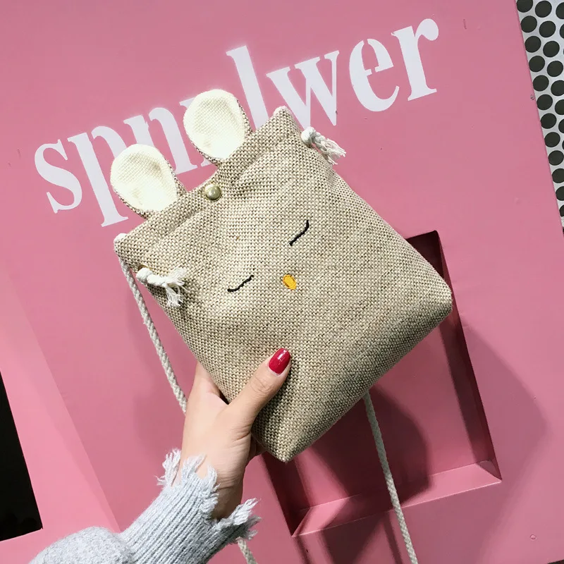 

Linen Rabbit Phone Bag Cute Adorable Rabbit Single-shoulder Bag for Women 2019 New Style Special Offer Small Bag Hot Selling