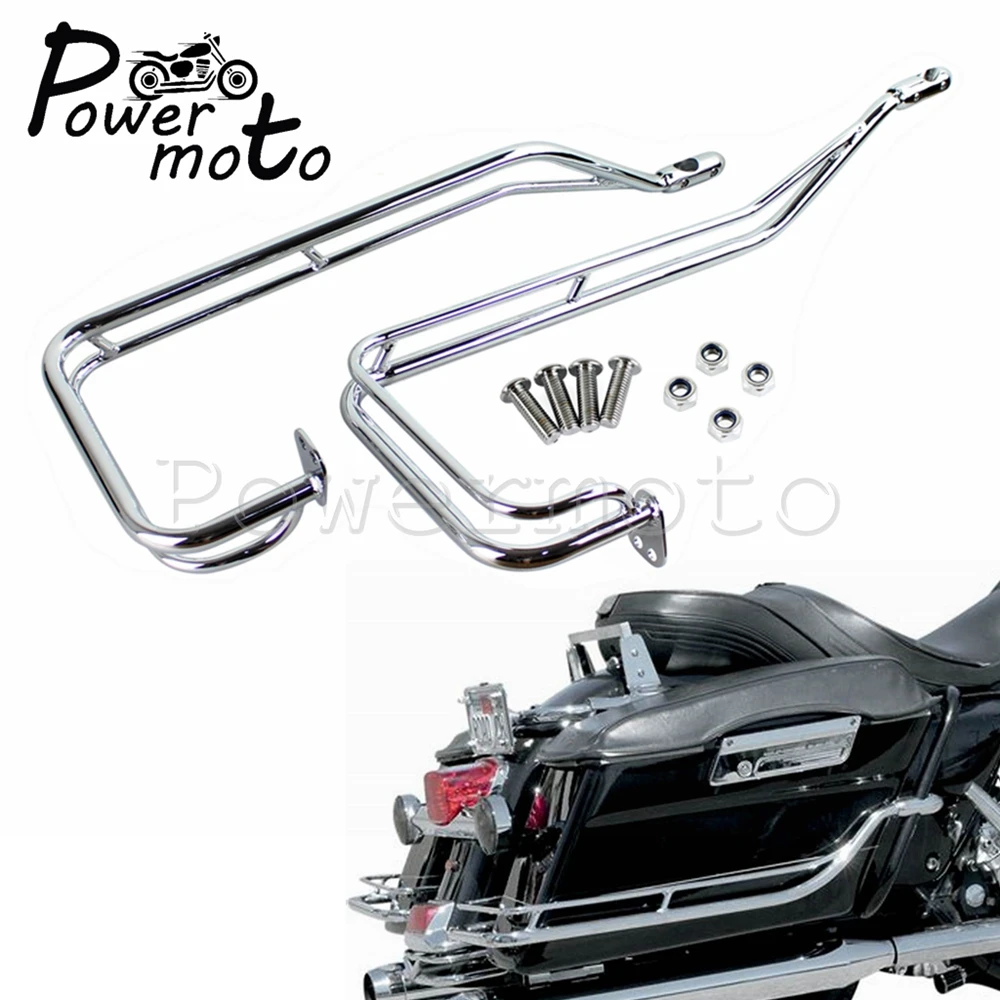 

Twin Tube Steel Curves Motorcycle Saddlebag Guard Bars Crash Protector for Harley Touring Electra Street Glide Road King 2009-13