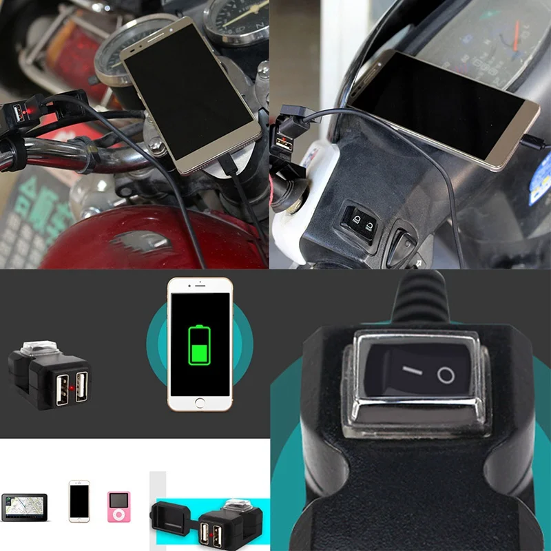 Зарядное устройство на руль с двумя USB портами водонепроницаемый адаптер для