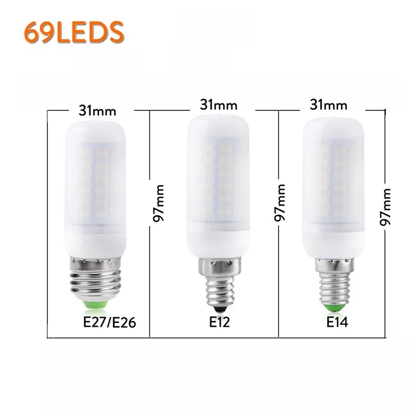 69LEDs 20W E27 светодиодный светильник E14 E12 светодиодный лампы SMD 5730 Кукуруза лампы 24 36 48 56 69 72 светодиодная Люстра светодиодный молочно-белый свет для домашнего декора ампулы - Испускаемый цвет: 69LEDs 20W