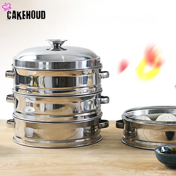 

Chinese Cookware Stainless Steel Thickened Steamer Multi-function Soup Steamer Kitchen Fish Rice Vegetable Universal Steamer