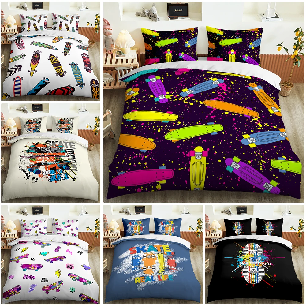 

3D printing Skateboard series comfortable double bedroom Bedding Set Duvet Cover Bedding Set pillow case extra large