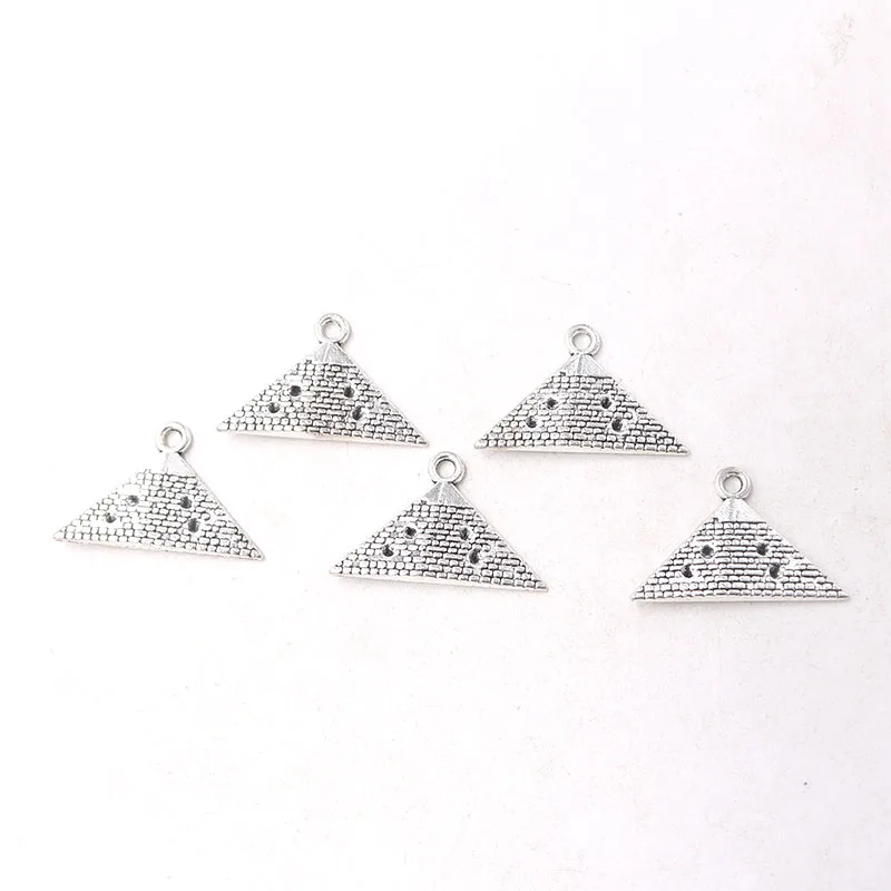

6pcs/lot Silver Plated Pyramid Charm Metal Pendants DIY Necklaces Bracelets Jewelry Handicraft Accessories 32*21mm P436