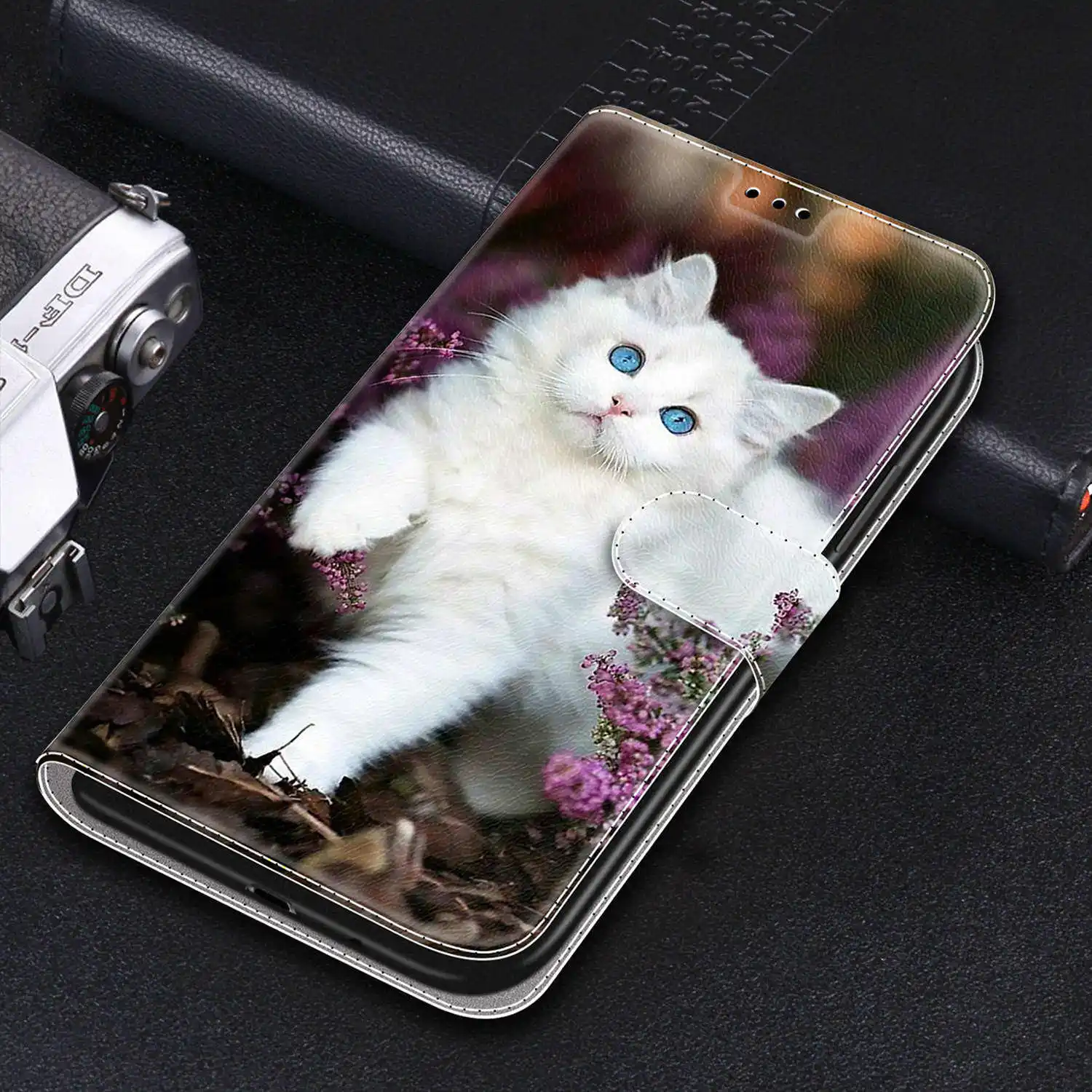 samsung silicone Flip Leather Case For Samsung Galaxy A6 A7 A8 2018 Case Ultra Thin Wallet Book Cover For Samsung A5 2016 2017 Cute Cat Phone Bag kawaii samsung cases