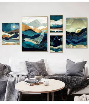

Mountain Sun Abstract Geometric Mountain Poster Minimalist Art Canvas Prints Painting Nordic Decoration Pictures Room Decor