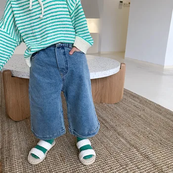 

Korean children wear new spring 2020 cowboy nine points wide legged pants cowboy pants