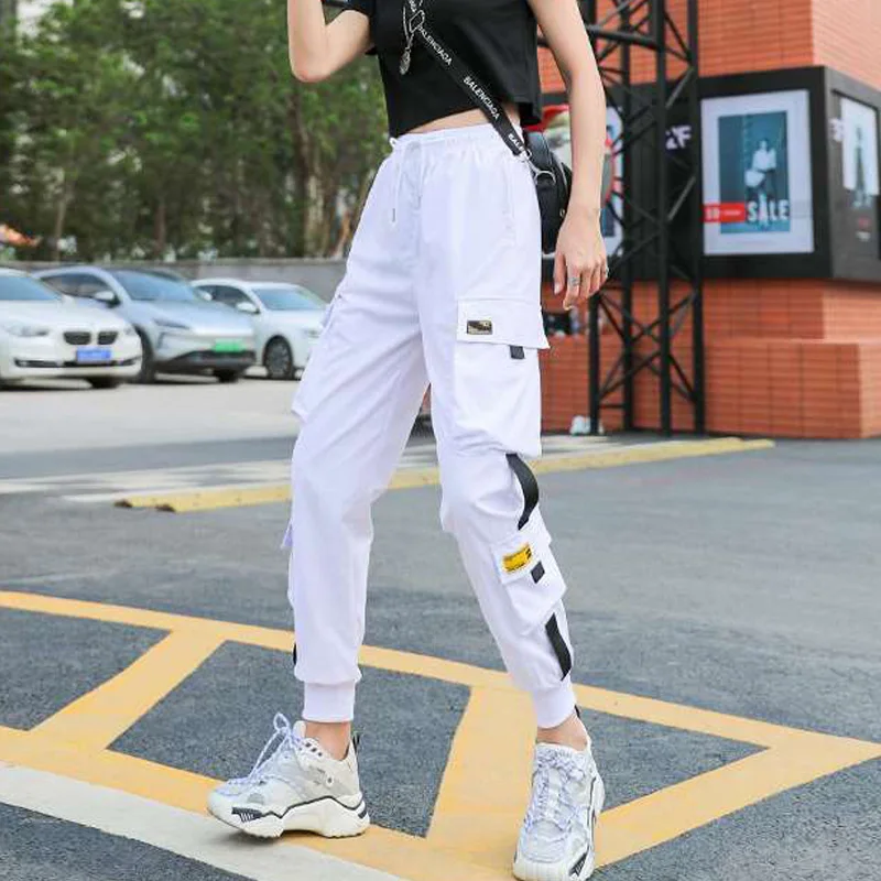 white cargo joggers womens