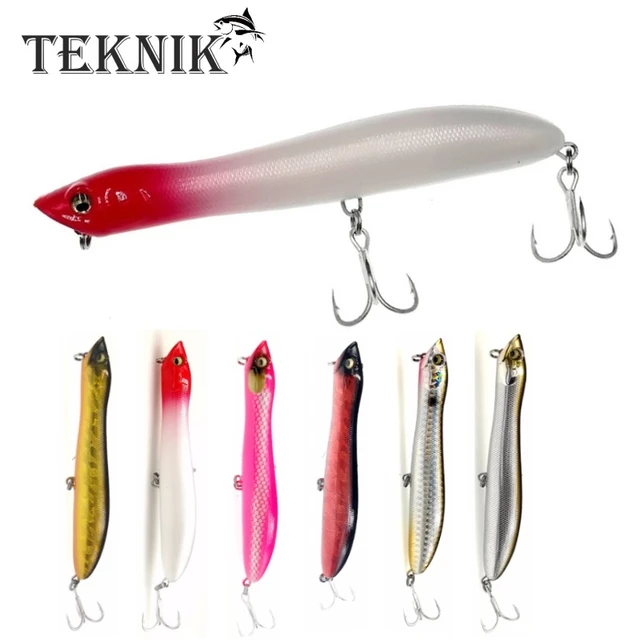 TEKNIK NEW Popper Fishing Lure 125mm 20g Snake Head Fishing Bait Floating  Sea Bass Wobbler for