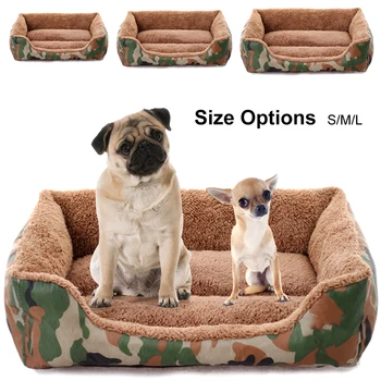 

S/M/L Camouflage Pet Nest Bed Winter Warm Small Medium Dog Cat Sofa Mats Washable Puppy Kitten Sleeping Bed Cushion Wholesale