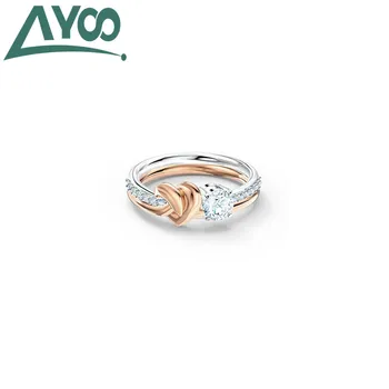 

AYooSWA High Quality New Elegant White Heart Romantic Double Ladies Ring Best Gift
