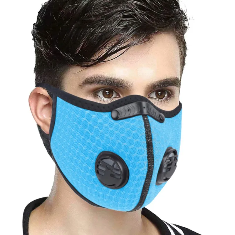 

Double Valve Dust Mask Activated Carbon Filter Exhaust Pipe Gas Hypoallergenic PM2.5 Fitness Running Motorcycle Riding Mask