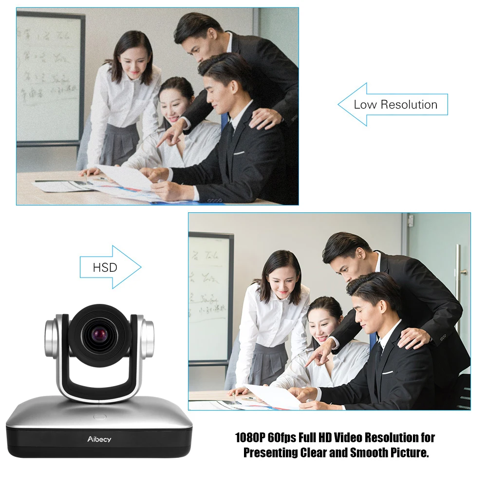 Aibecy Conference Camera Full HD Video Conference Cam 1080P 3X Optical Zoom 95 Degree Wide Viewing 2.0 USB Web Cable camera