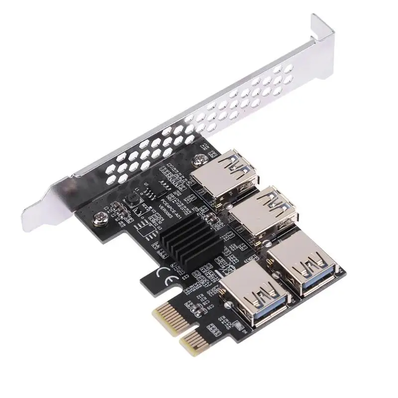 PCI Express Multiplier PCI-E Riser 1 to 4 PCIE USB 3.0 Hub 1x 16x For Video Graphics card Adapter for BTC Miner Mining | Компьютеры и