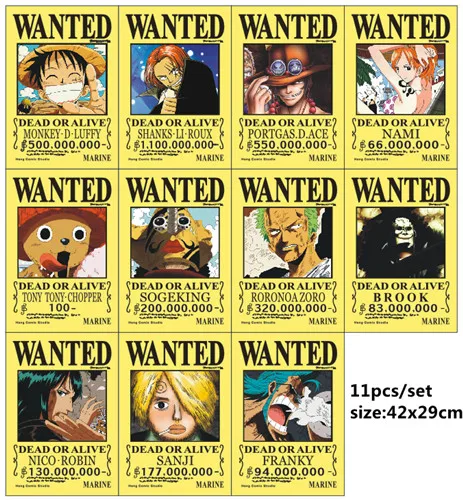 New Newest One Piece Wanted Poster Anime Around Poster Wall Sticker 10 Members Include Jinbe Large Size Posters Jimbei Wanted Wall Stickers Aliexpress