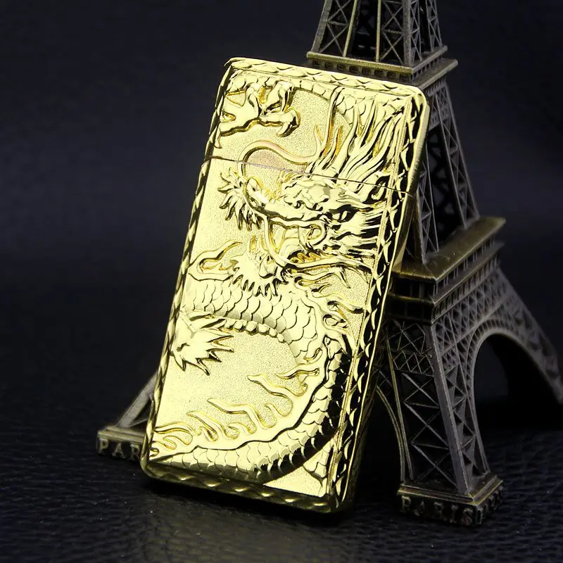 Газовая Зажигалка Dragon and Phoenix надувная металлическая зажигалка для сигарет