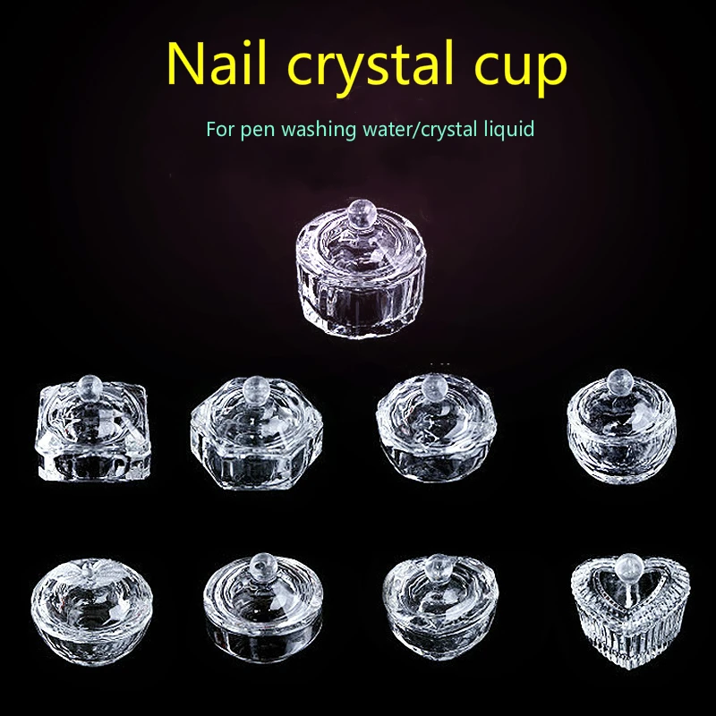 1pcs Nail Acrylic Liquid Glass Cup Acrylic Powder Transparent Glass Octagonal Shaped Crystal Cup Nail Tools manicure tools,nail tools,crystal cup