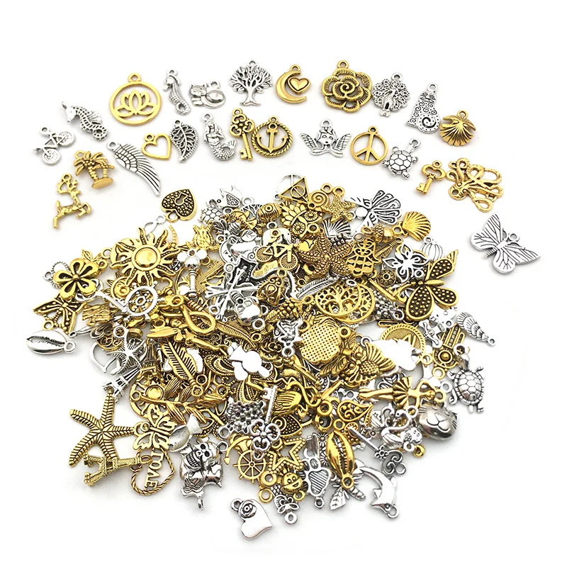 

50pcs Mixed Vintage Alloy Animal Birds Butterfly Charms Beads Bracelet Pendant Neacklace Connector Charms For DIY Jewelry Making