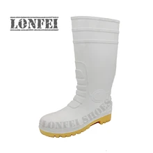 Чисто белые высокие резиновые сапоги из ПВХ для пищевой промышленности, горнодобывающей промышленности и рыболовства резиновые сапоги со стальным носком