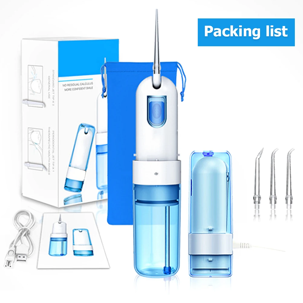 Portable Cordless Water Dental Flosser USB Rechargeable Oral Tooth Care Pick Water Jet 360°Rotatable Nozzle Cleaner Flosser